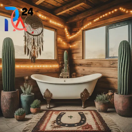 boho western bathroom91