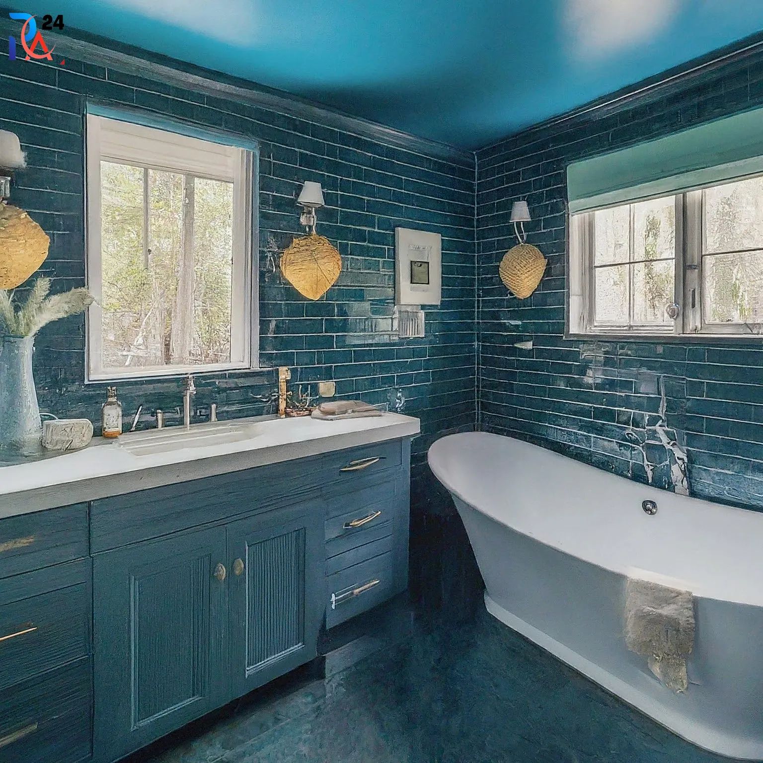 dark blue bathroom ideas131