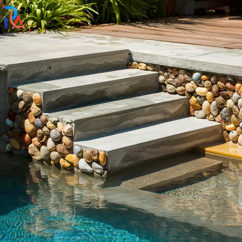 DIY pool steps with Concrete