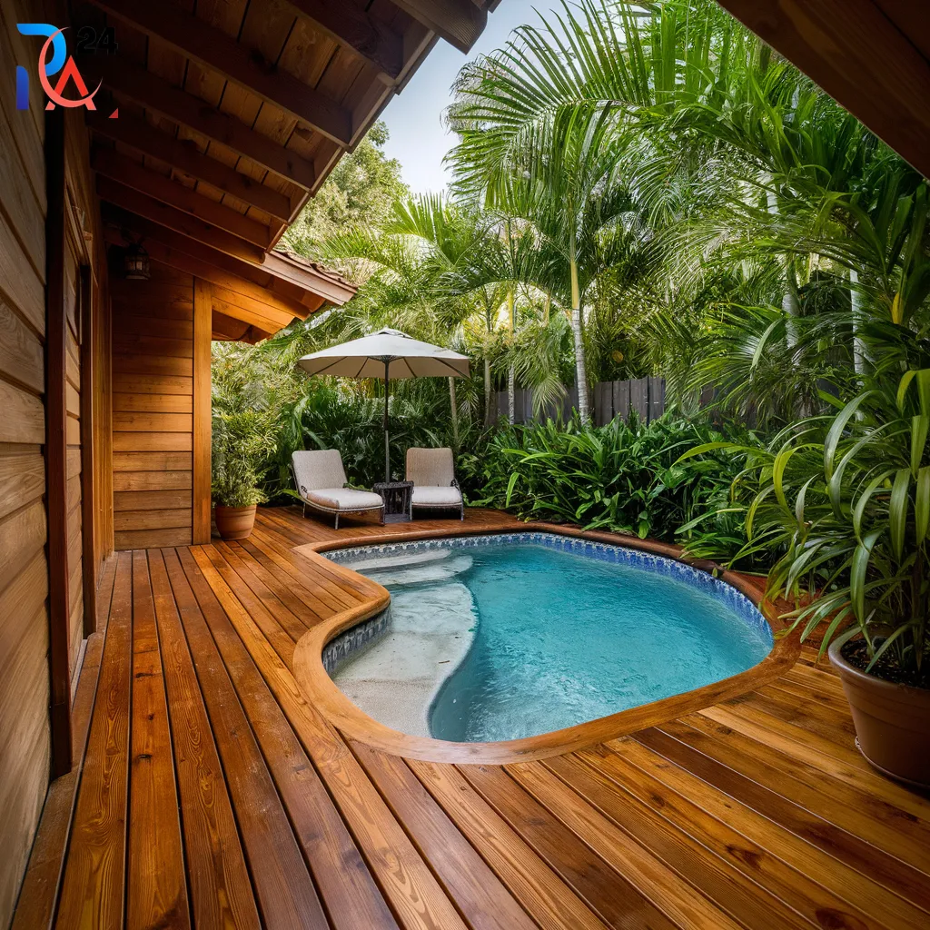 Small Pool Deck with Wood