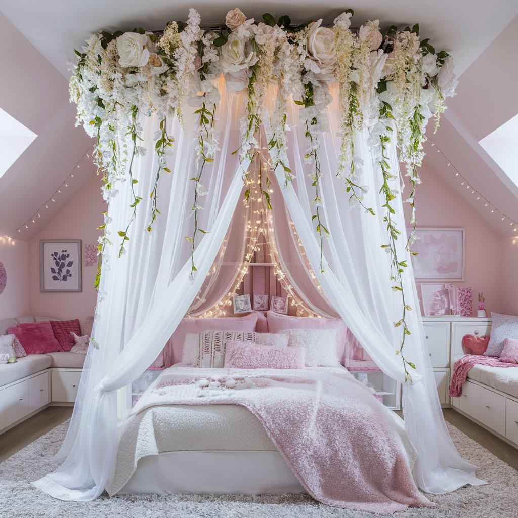 Girly Bedroom with Canopy Bed