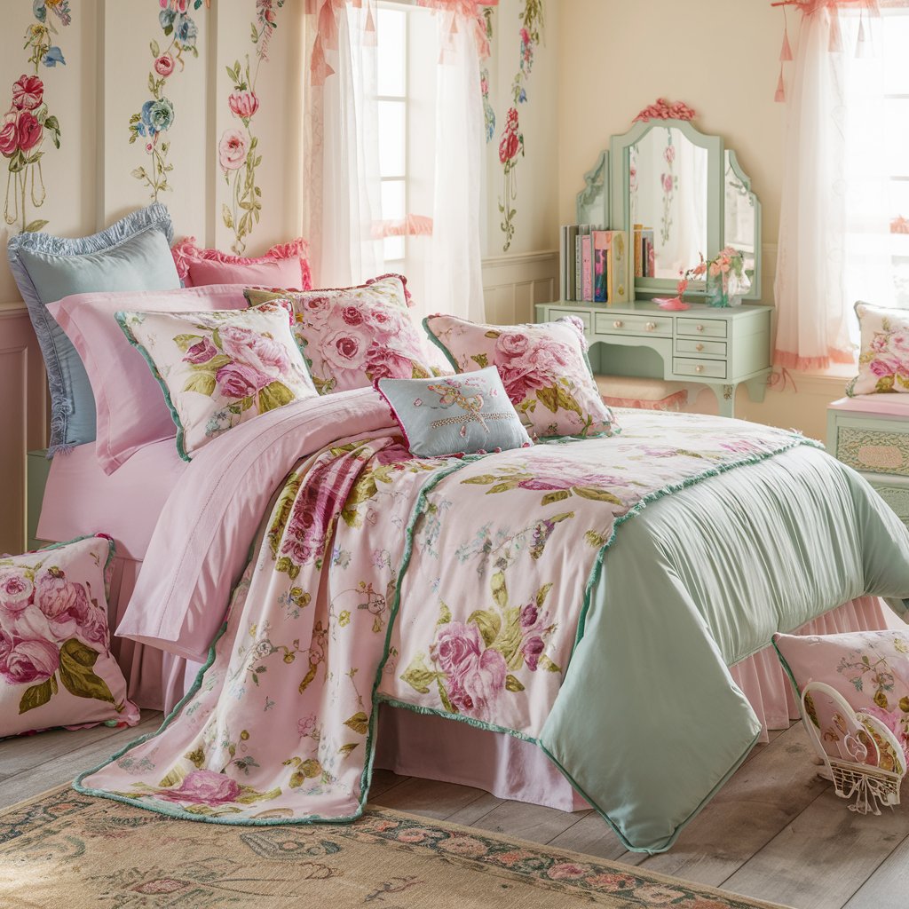 Girly Bedroom with Floral Patterns