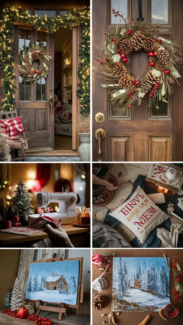 Farmhouse Christmas Decor with Handmade Decorations