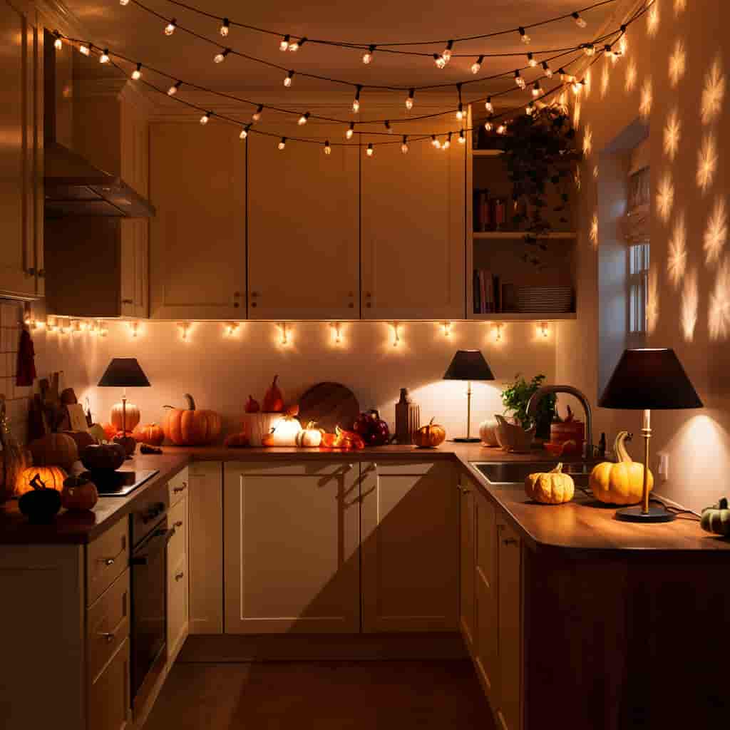 Fall Kitchen Decor with Mood Lighting