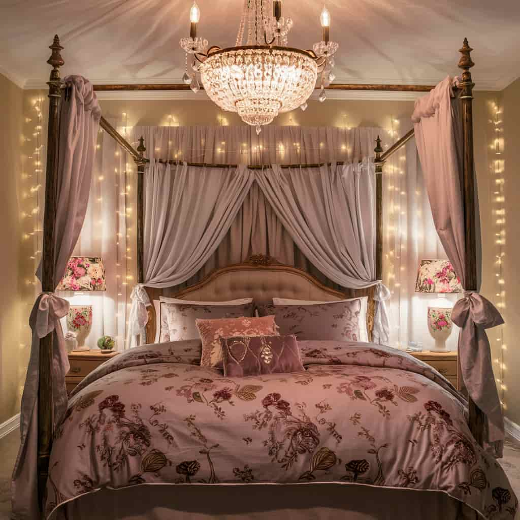 Love Shack Fancy Bedroom with Vintage-Style Lighting