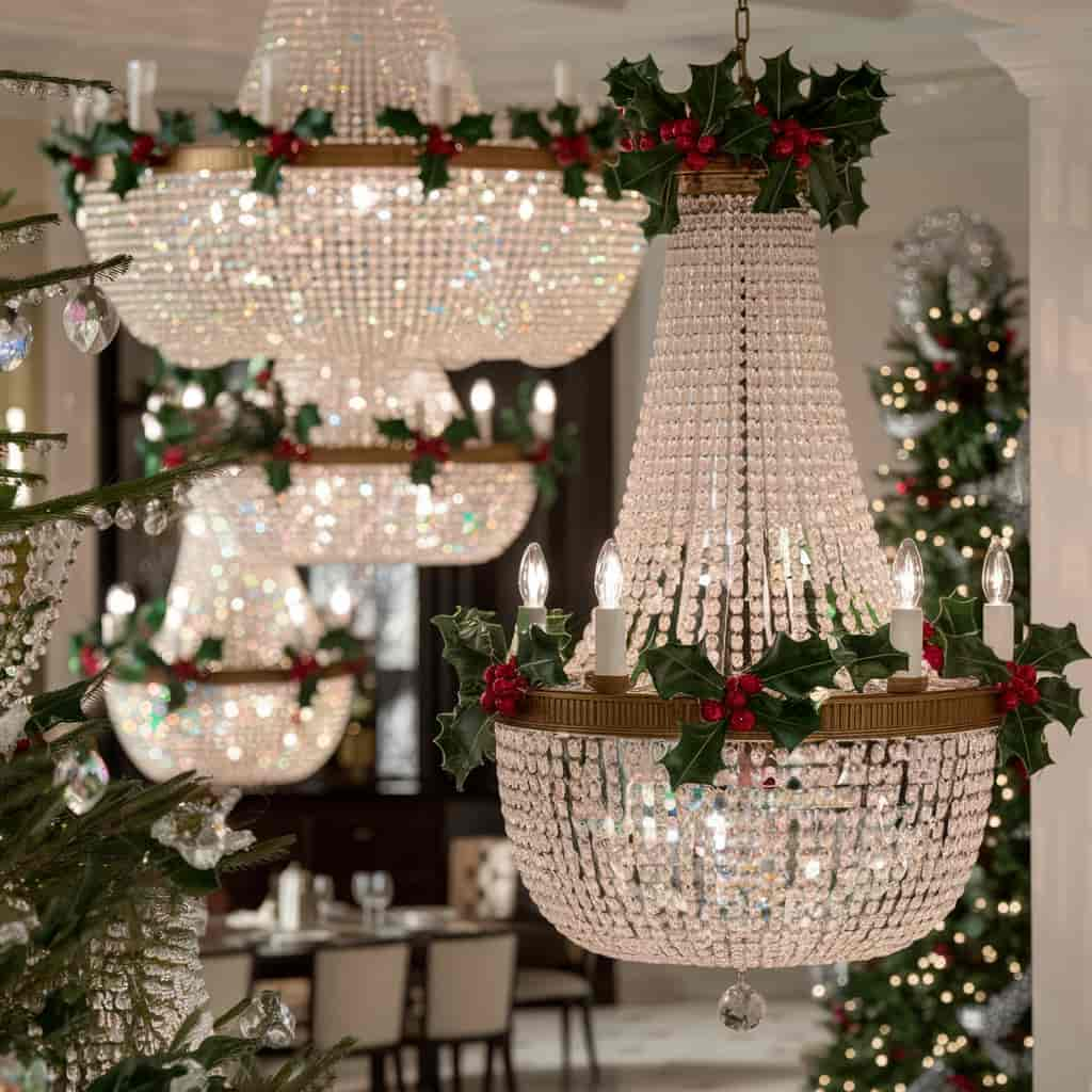 Luxury Christmas Decor with Crystal Chandeliers