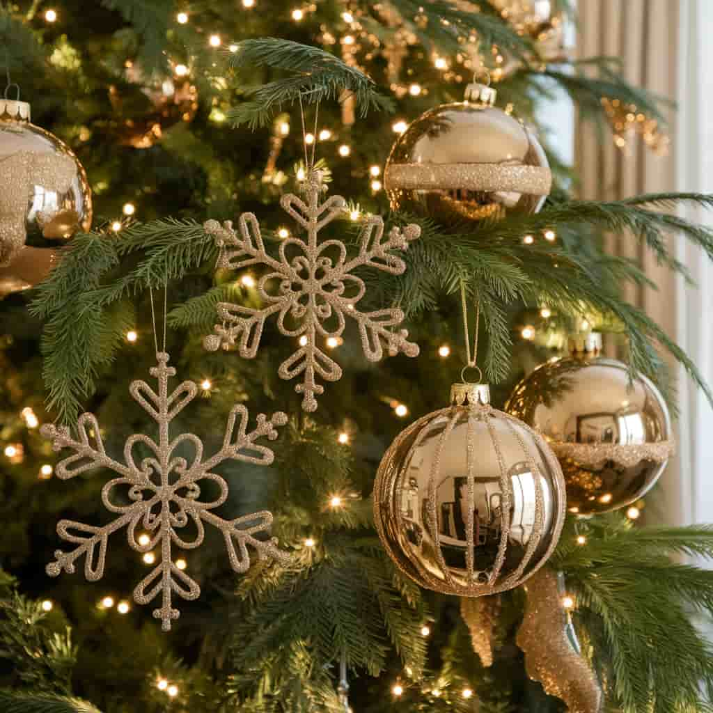 Luxury Christmas Decor with Gold-Plated Ornaments