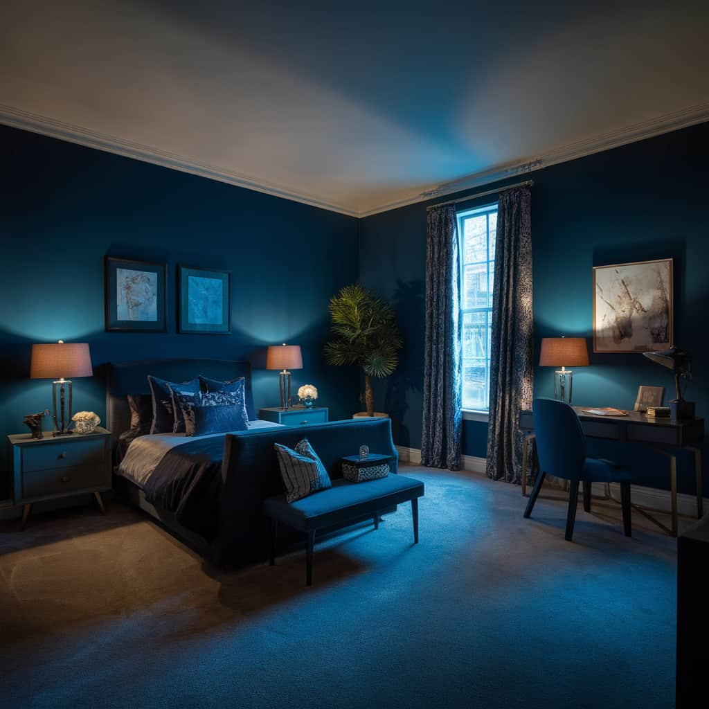 Dark Moody Bedroom with Lighting