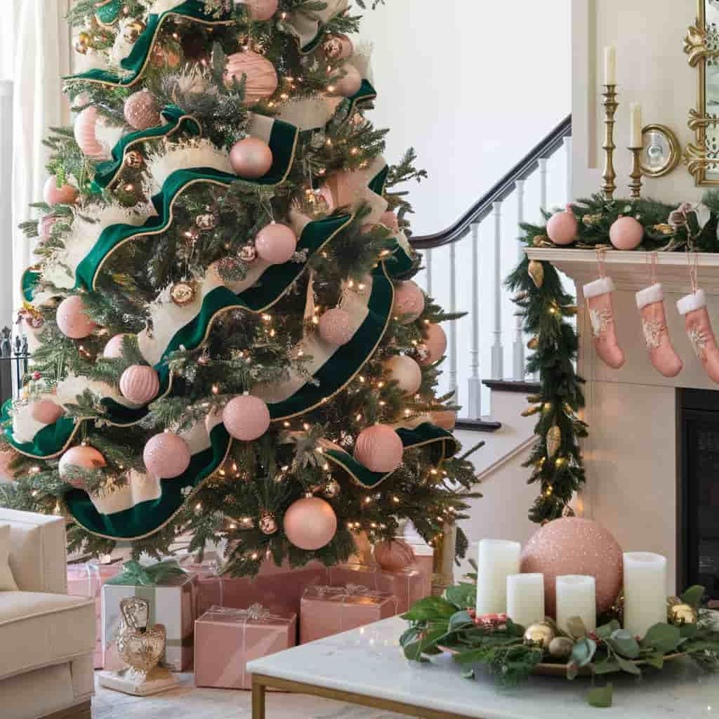 Pink Christmas Decor with Blush Pink Ornaments