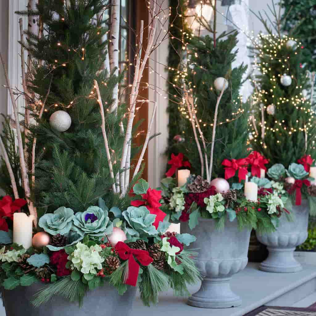 Outdoor Christmas Planters