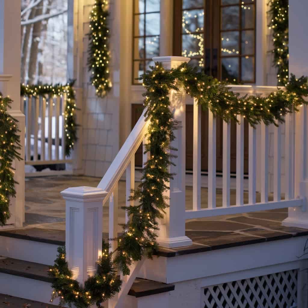 Winter Front Porch Decor Ideas with Twinkling String Lights