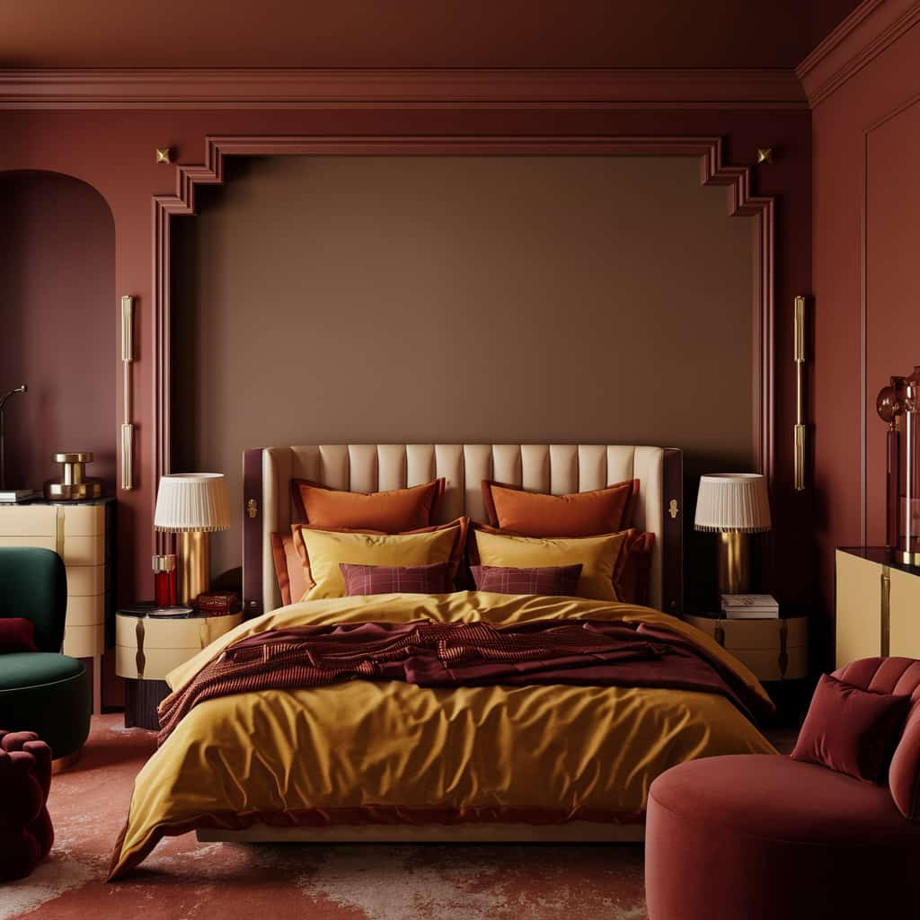 Warm Bedroom with Rich Color Palette