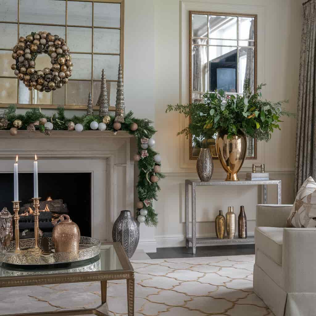 Winter Home Decor with Metallic Accents