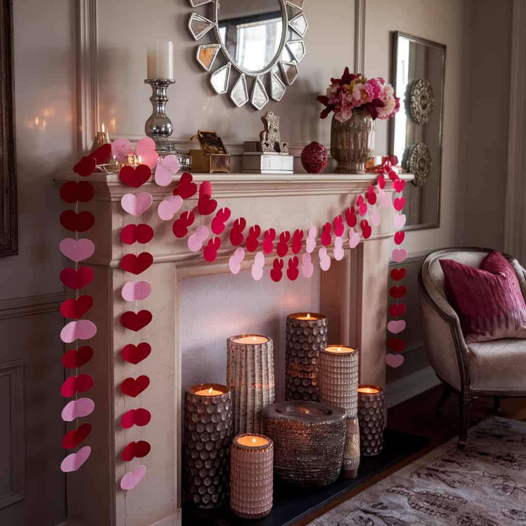 Valentine's Home Decor Ideas with Heart Garland