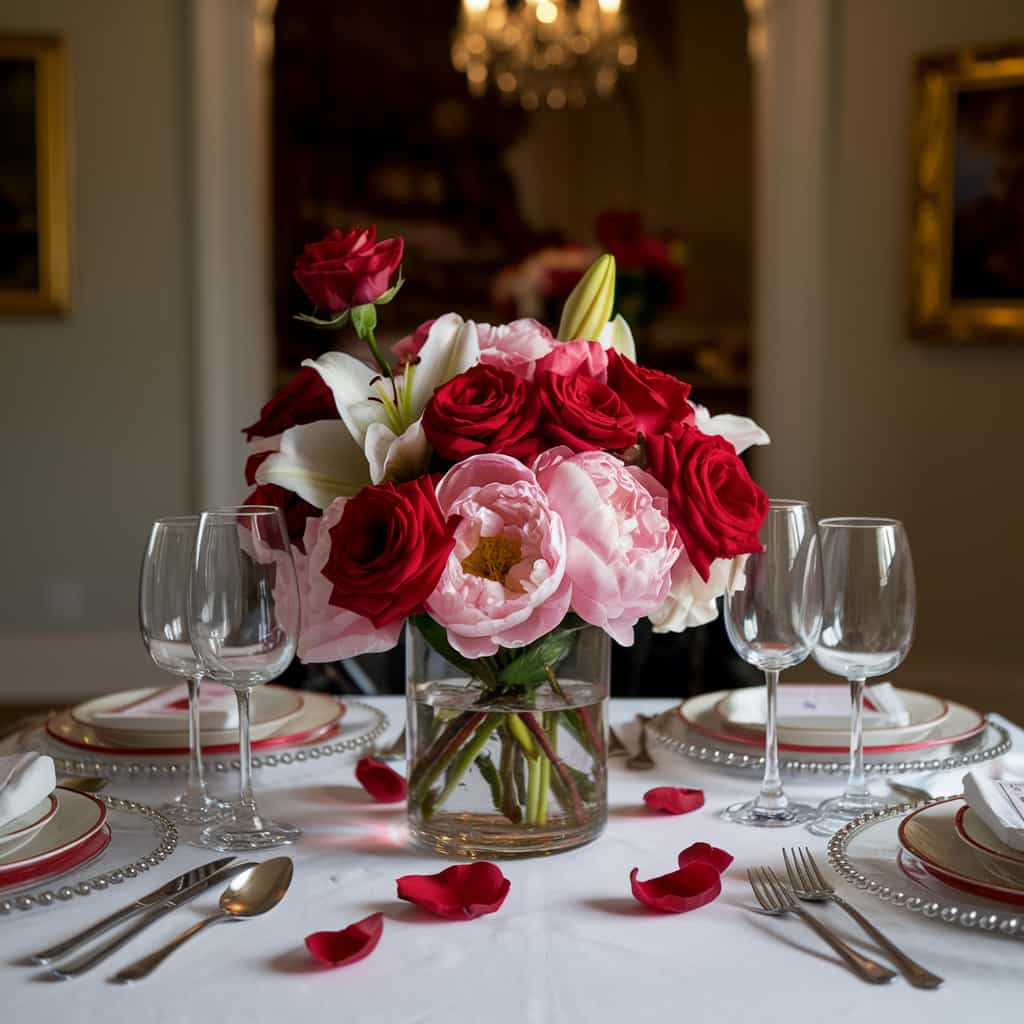 Valentine's Table Decor with Floral Elegance